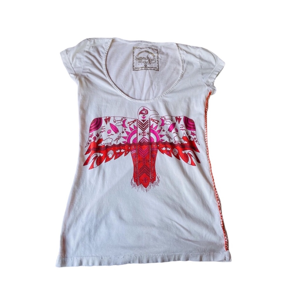 Vintage Sugar High Love Stoned pink and orange Graphic Thunderbird Tshirt